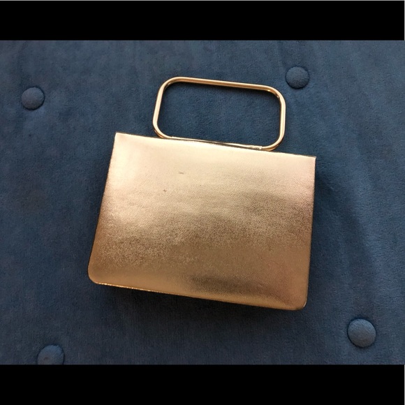 Vintage 60s Gold foil purse with gold handle - Picture 2 of 3